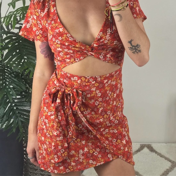 flower print short mini dress - Picture 2 of 2